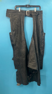 Harley Davidson 'Black' Leather Motorcycle Chaps Men's Size XXL