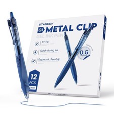 12 Pack Blue Gel Pens, Quick Dry Blue Ink Pen, 0.5mm Fine Point Retractable S...