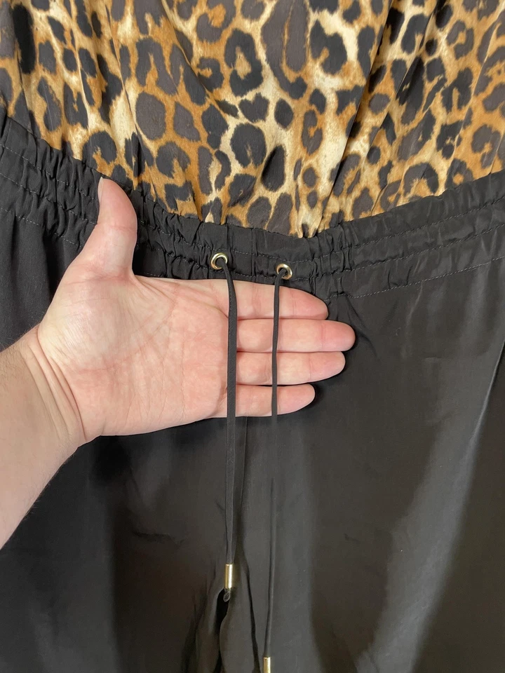 Mono Express para mujer mediano negro leopardo sin tirantes cordón bolsillos en la cintura Foto 2 de 4