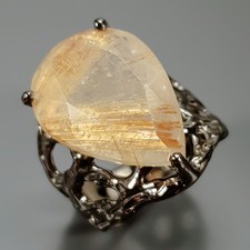 Handmade 14ct Natural Rutilated Quartz Ring 925 Sterling Silver Size 8 /R435532
