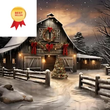 JYXSJYYD 5D DIY Christmas Diamond Art Kits for Adults, Winter Wooden KM234 