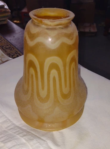 Vtg Unsigned Art Nouveau Glass Shade Tiffany/Steuben/Quezal Era  2.25" Fitter