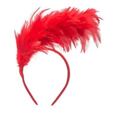 1920s Feather Fascinator Headband for Women Kentucky Derby Headpiece Red