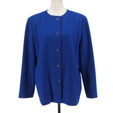 Vintage 90s Pendleton Virgin Wool Blazer 20W Blue Collarless Office Preppy USA