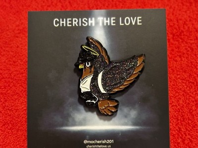 Cherish The Love Michael Jackson Dove Black Glitter Brown White Hat Pin