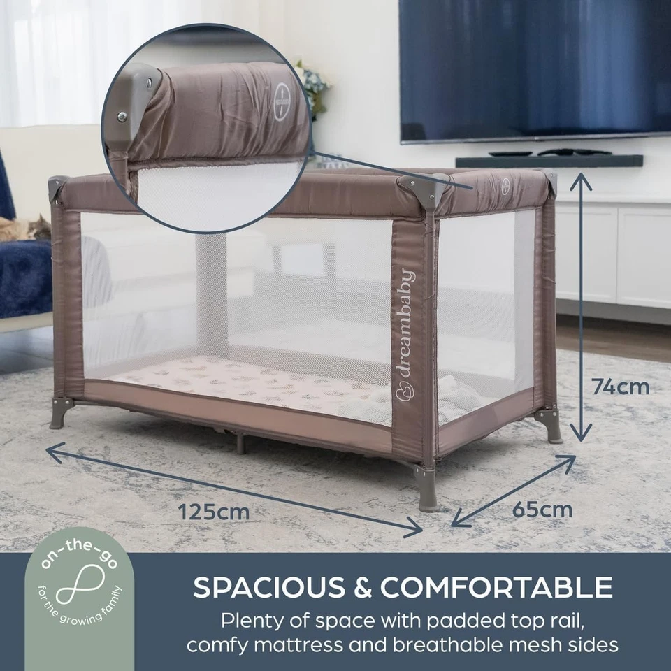 Dreambaby Quest Full Size Travel Cot, Lightweight 0-15kg Easy Fold & Compact 36m - Image 2 of 4