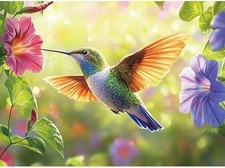 300 Pieces Puzzle for Adults, Hummingbird Flowers Large Pieces Jigsaw Puzzle for