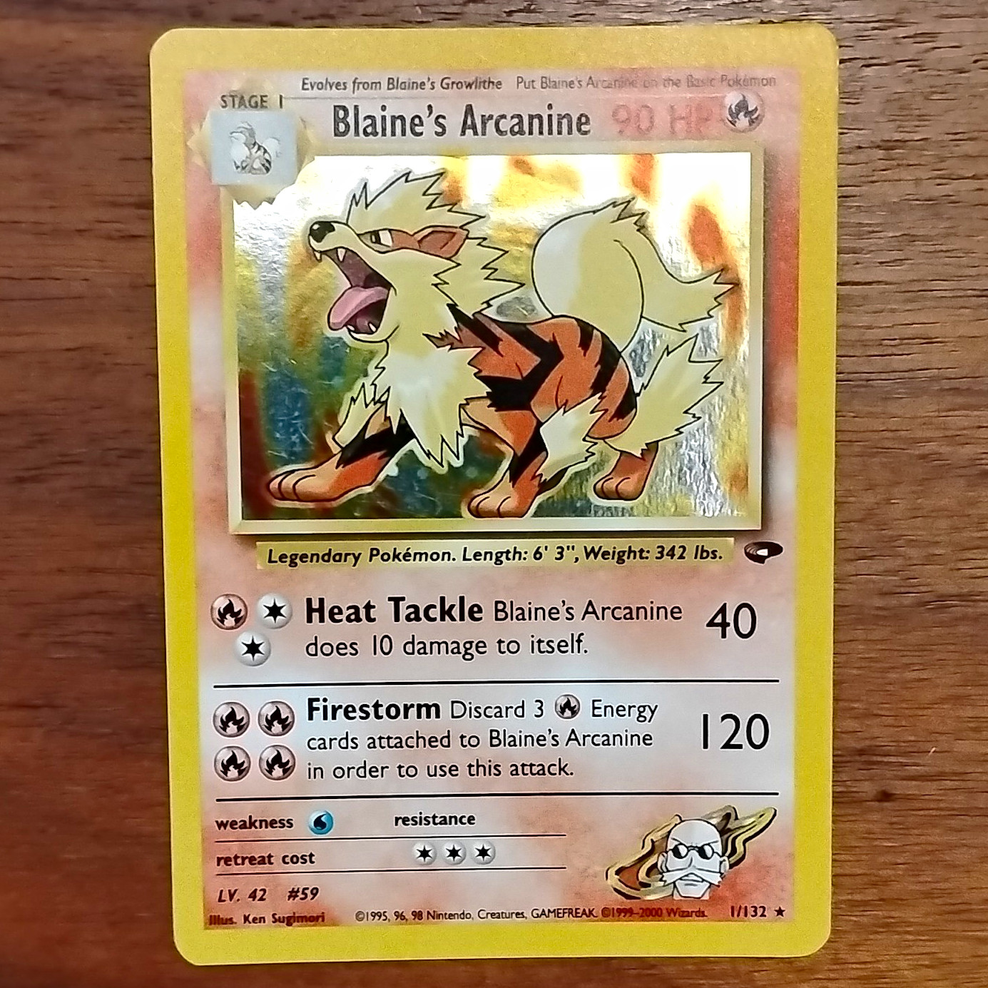 Pokémon TCG Blaine's Arcanine 1/132 Gym Challenge Holo Rare Unlimited