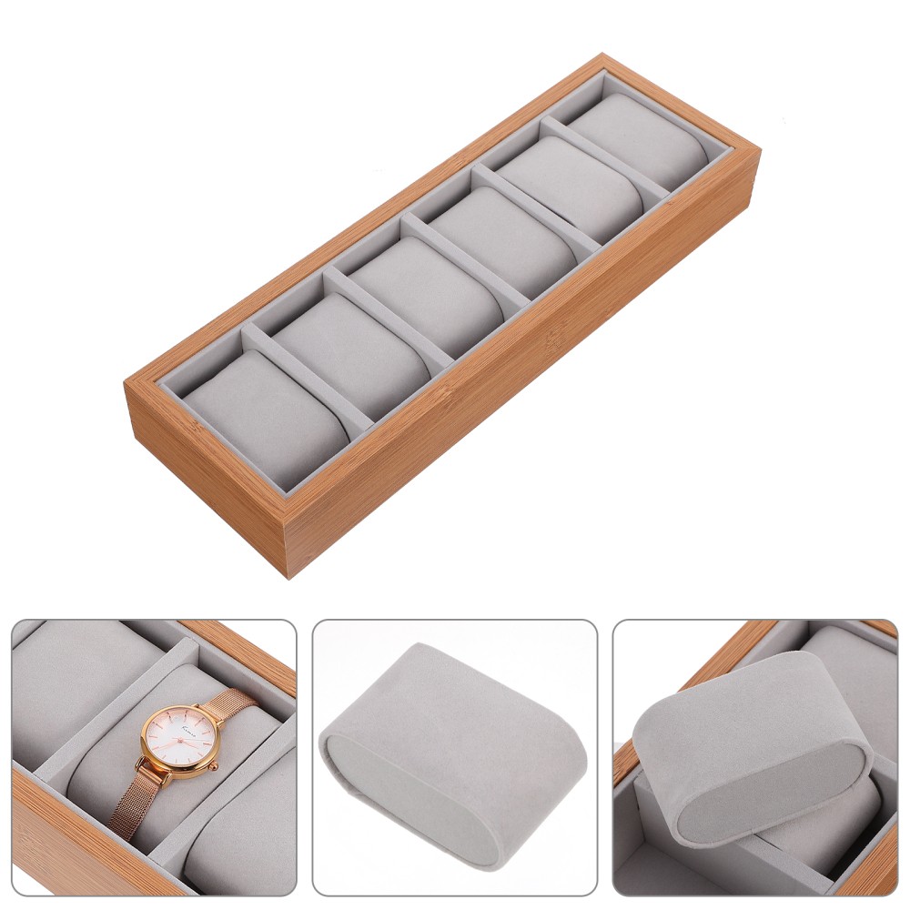 Wooden Jewelry Organizer Display Stand with Watch Storage Tray