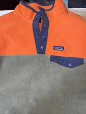 Patagonia kids XXL Synchilla Fleece Jacket Snap T Pullover, Hunters Or  Brown