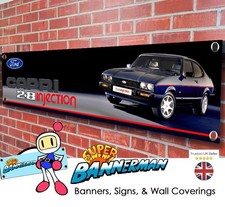 Ford Capri 2.8i (blue) Banner for Garage, Workshop, Showroom