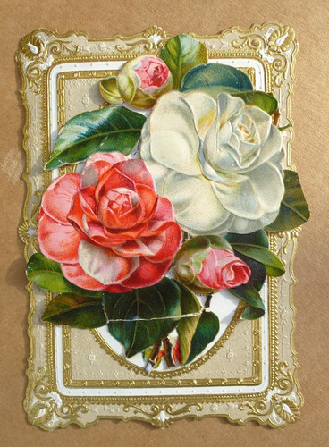 ORIGINAL VICTORIAN BIRTHDAY CARD GILDED EMBOSSED CARD WITH VERSE  UNDER SCRAP