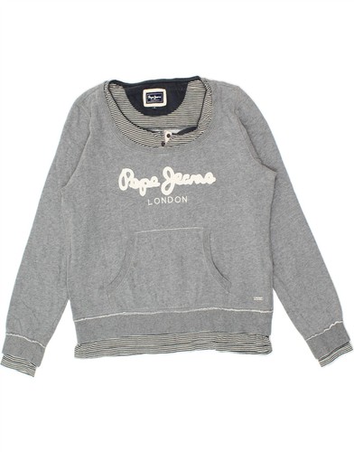 Pepe Jeans, PEPE JEANS Womens Sweatshirt Jumper UK 14 Medium Grey Cotton CG13