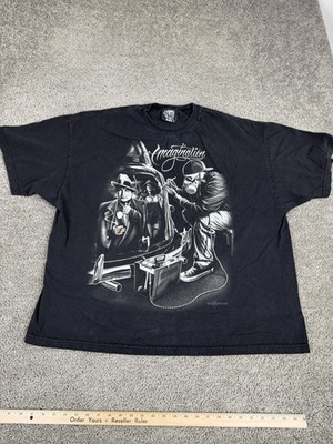 DGA Shirt Mens 3XL Black Imagination Gangster Art Graphic Tee Top Streetwear