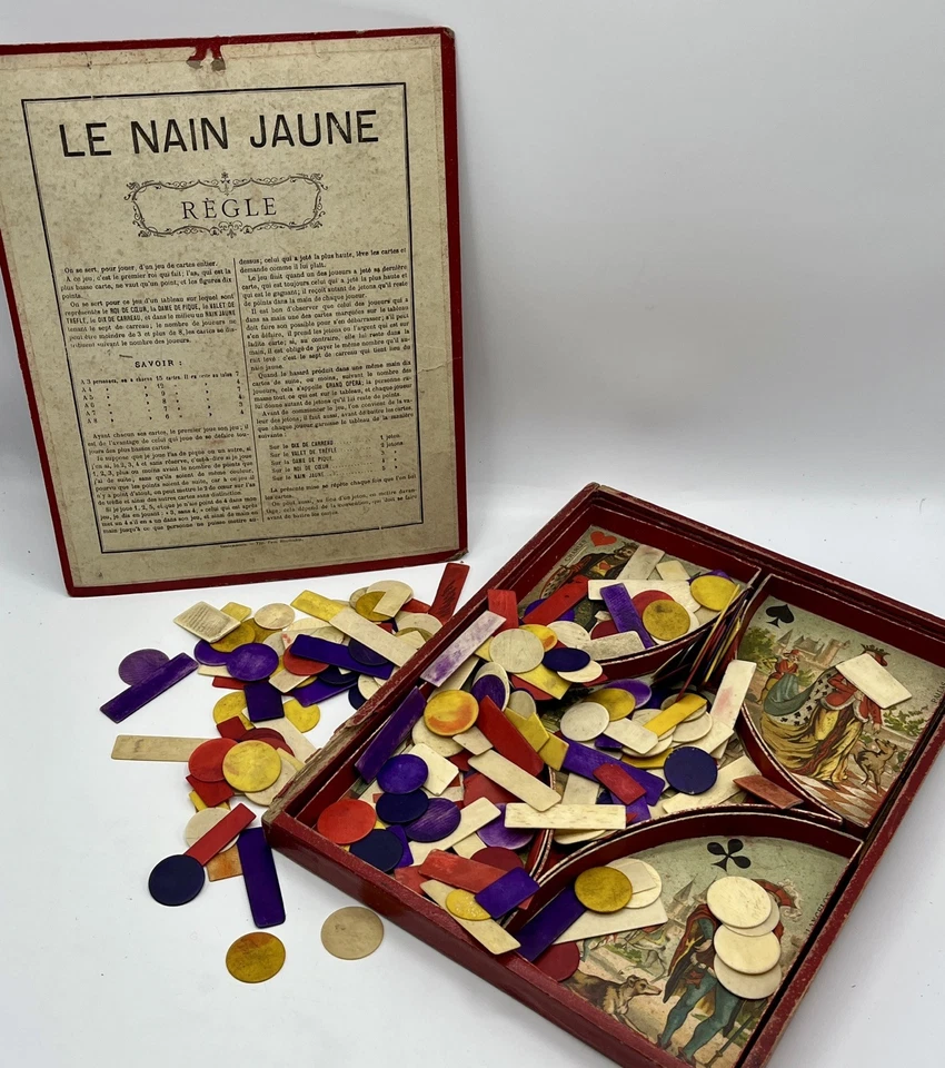 Jeu du NAIN JAUNE, boite rouge + lot jetons - J.L. Paris - 1900’s - Correct - Photo 4/4