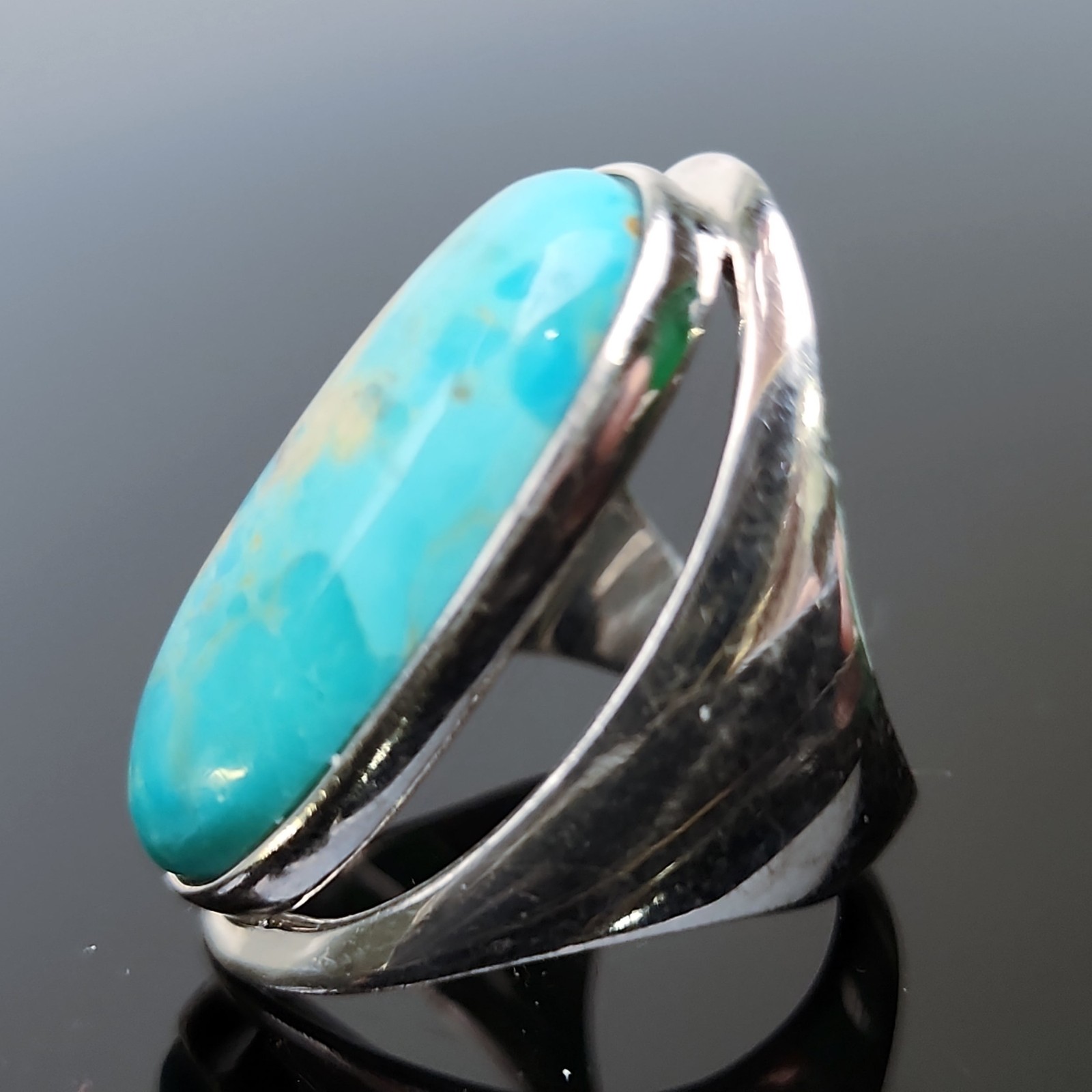 Statement Turquoise Ring 925 Sterling Silver Sz 8… - image 5