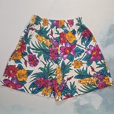 VTG Jason Maxwell AOP 1980s M Shorts Women Tropical Floral Pineapple Cotton GUC