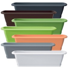 Set Blumenkasten ALZIRA + Untersetzer 40 - 90 cm Balkonkasten Pflanzkasten bunt