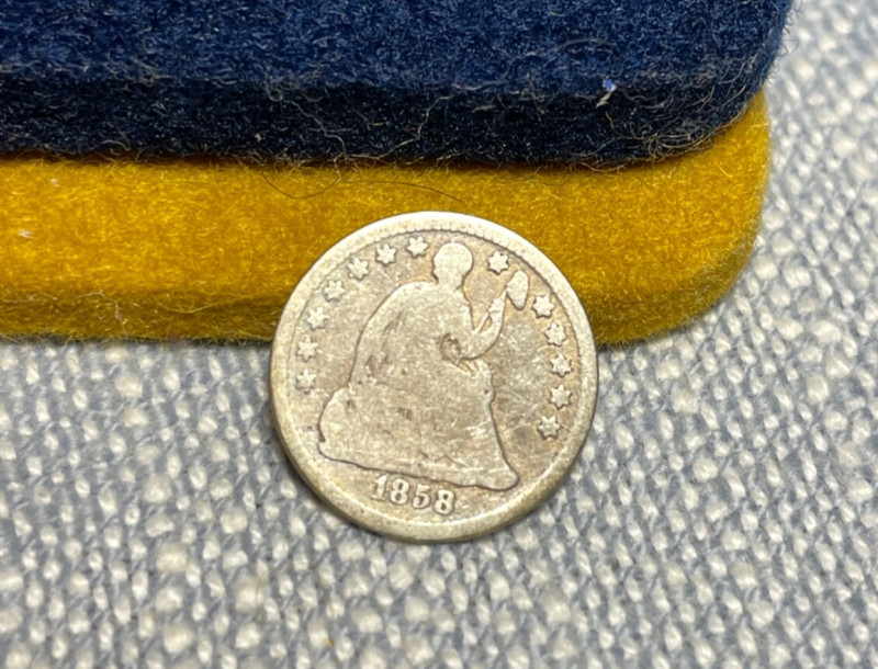 (#100609).  US Type: 1858 half dime.  Good