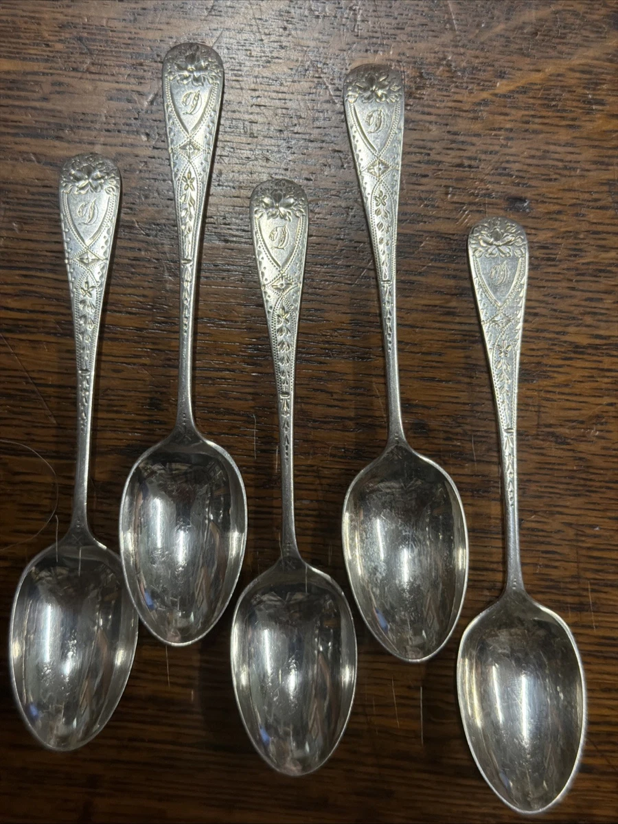5 X Sterling Silver Bright-Cut Teaspoons – Sheffield 1896 – Allen & Darwin 73g