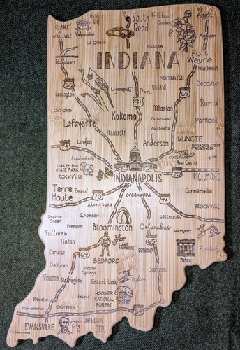 Cutting Board Totally Bamboo Destination Indiana State Shaped Charcuterie