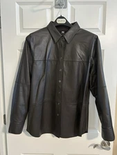 W by Worth Women’s 100% Leather Shirt Jacket, Sz L, NWOT