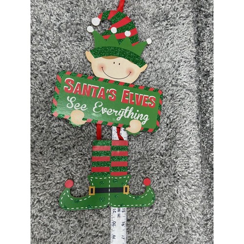 Santas Elves See Everything Wall Door Hanging Sign Christmas Home Decor - Picture 10 of 10