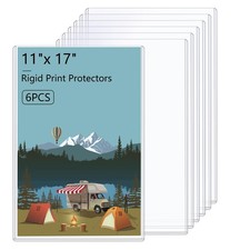 AKONEGE 6PCS 11 x 17 Rigid Print Protectors Hard Plastic Sheet Clear