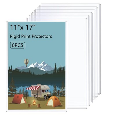 AKONEGE 6PCS 11 x 17 Rigid Print Protectors Hard Plastic Sheet Clear 
