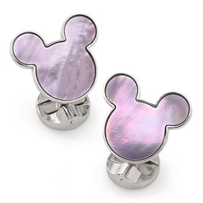 Disney Mickey Mouse Silhouette Lavender Mother of Pearl Sterling Silver Cufflink