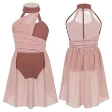 Girls Ballet Leotard Competition Costume Bodysuit Ballerina - Dusty Pink, 6