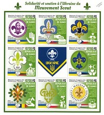 UKRAINE War Scouts SCOUT Movement Support Charity Aid Stamp Sheet (2022 Guinea)