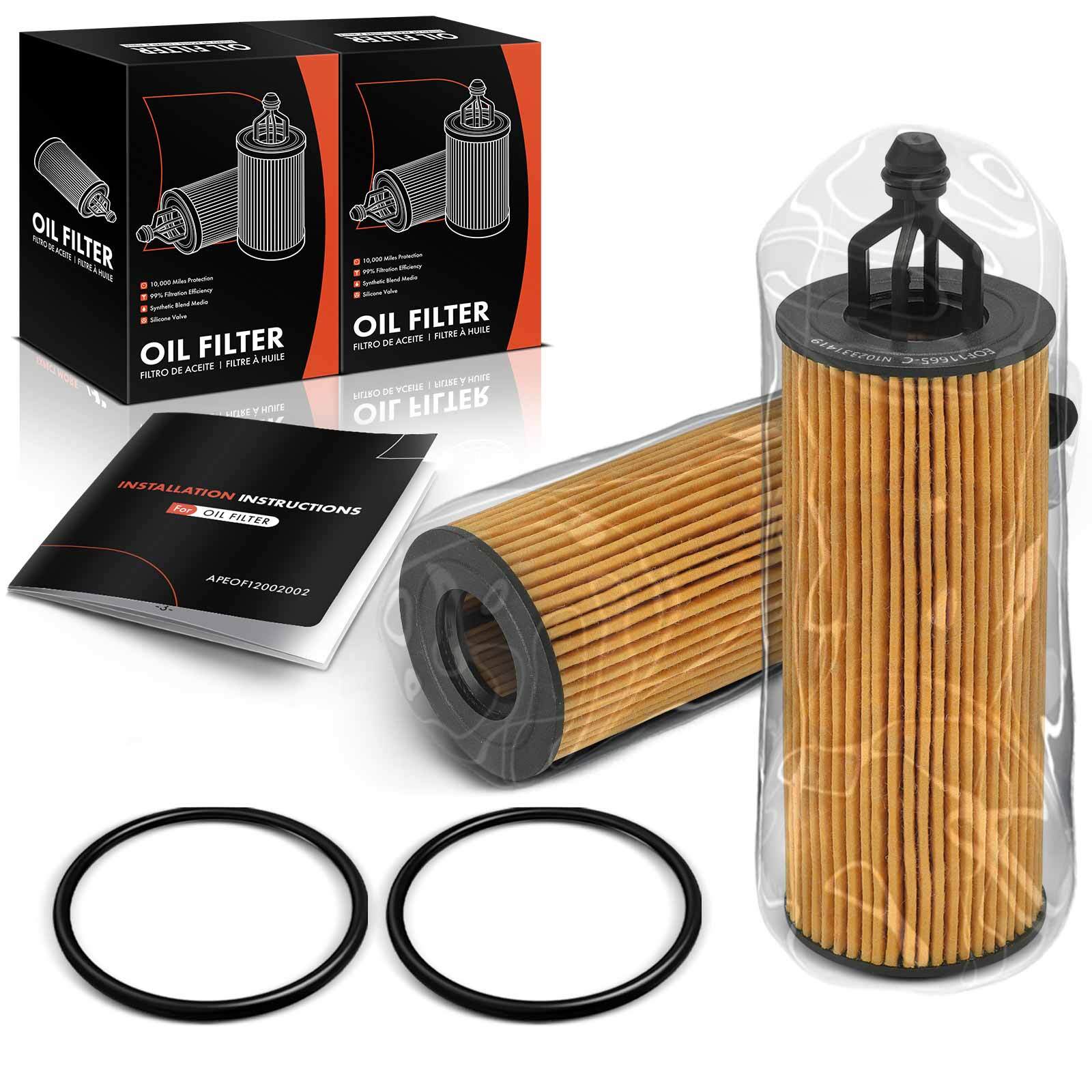 2x Engine Oil Filter for Chrysler Town & Country Dodge Journey Ram Jeep VW 10K