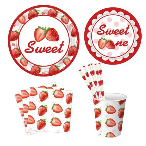 Strawberry Tableware Sets,Party Plates Napkins Summer Fruit Birthday Decorati...