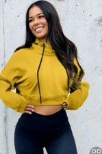 Women crop drawstring hoodie