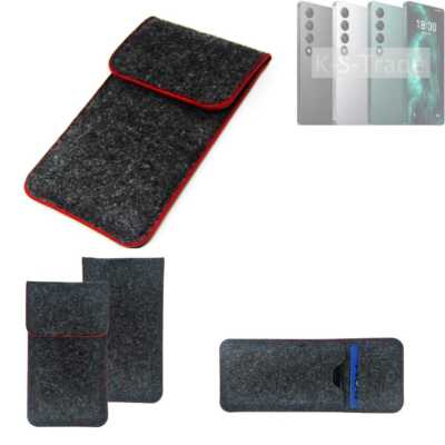 Filz Hülle für Meizu 20 Infinity dunkelgrau roter Rand Case Tasche Schutz Hül
