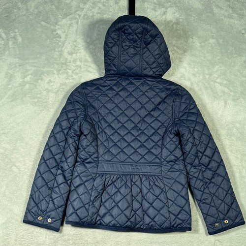 Ralph Lauren Jacket Girls M 8 10 Blue Quilted Water Resistant Barn Hooded - Picture 11 of 12