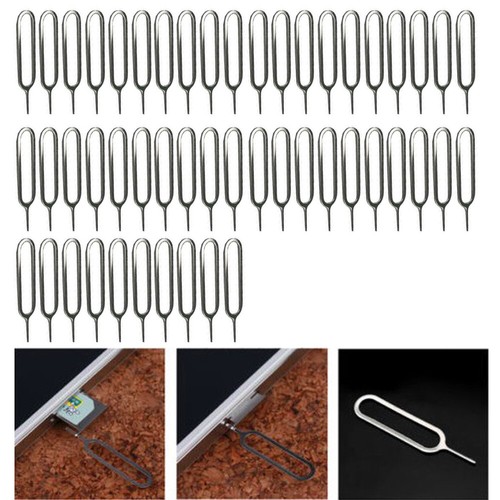50PCS Eject Sim Card Tray Remover Pins Needle Key Tools for cell Phone iPad - Picture 2 of 12