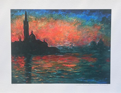 Claude Monet VENICE AT DUSK Estate Signed Limited Edition Giclee Art 16" x 12" - Picture 4 of 8