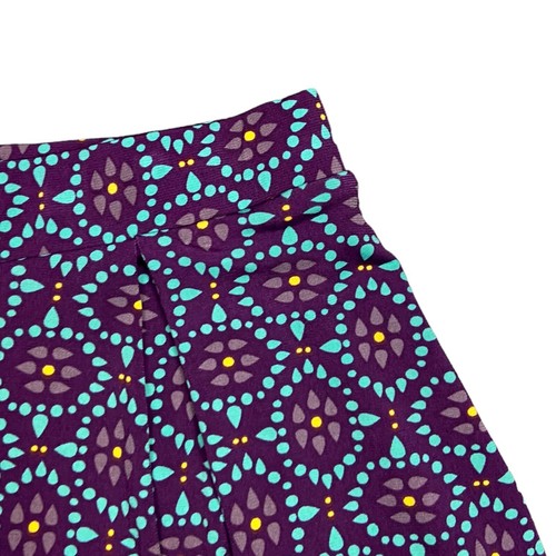 Lularoe Purple Teal Floral Print A Line Elastic Waist Stretch Skirt Size Medium - Picture 2 of 5