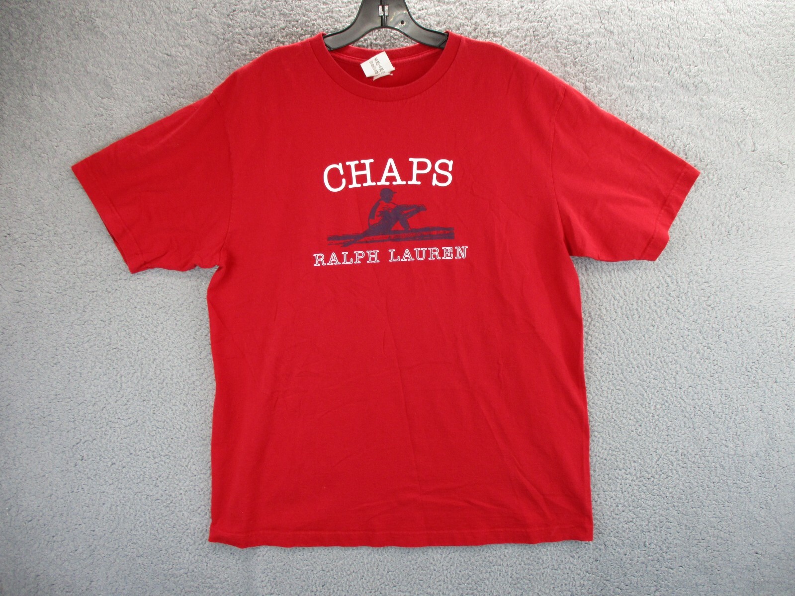 FILA Camicia vintage Ralph Lauren Chaps da uomo extra large rossa spell out manica corta