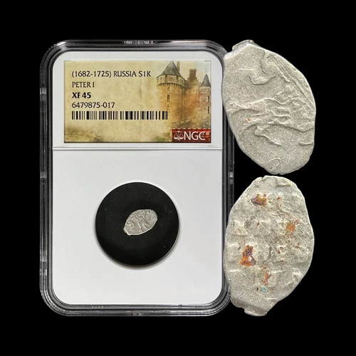RUSSIA. 1696, Kopek, Silver - NGC XF45 - Peter the Great, KG
