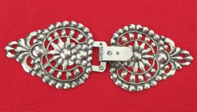 ANTIQUE FRENCH SOLID SILVER CAPE BUCKLE 1819-1820 Very Good