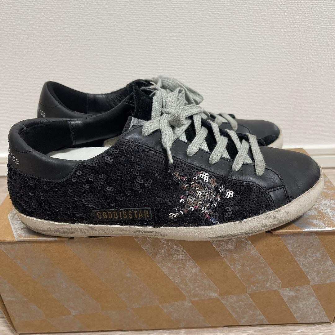 GOLDEN GOOSE GGDB SUPERSTAR Black sequin Leather Size EU36 US6 Women