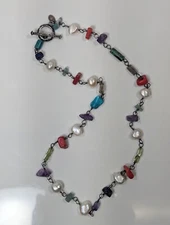 SILPADA N1033 STERLING SILVER MULTI STONE NECKLACE (L249)
