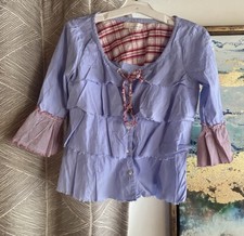 Odd Molly Top Sz 0 Light Blue Ruffles Blouse ...
