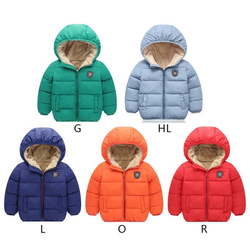 Toddler Boys Girls Winter Warm Fleece Coat Kids Baby Outerwear Hoodie Jacket - Picture 3 of 17