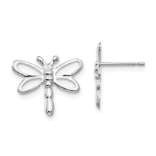 Real 14kt White Gold Madi K Polished Dragonfly Earrings