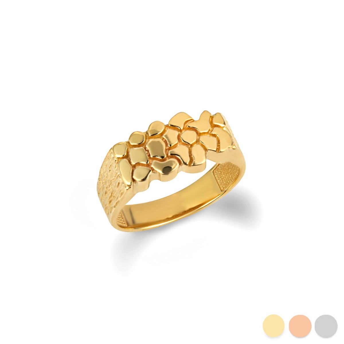 Gold Rectangle Nugget Men's Ring (Available in Yellow/Rose/White