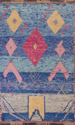 Thick-Plush Modern Moroccan Berber Geometric Hand-knotted Oriental Area Rug 6x10